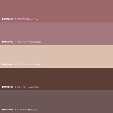 Rose Wood Pantone Color Palette Color Harmony · A symphony of warmth and sophistication, the Rose Wood palette reflects the enchanting embrace of fall. · Creative Color Scheme · #Beige #Brown #Chocolate #Color #ColorPalette #Fall #FHICottonTCX #FHIMetallicShimmersTPM #Neutral #Pantone #PANTONE17-1512TCXNostalgiaRose #PANTONE18-1409TCXPeppercorn #PANTONE19-1234TCXRockyRoad #P... Rose Brown Colour Palette, Rosy Brown Color Palette, Brown And Pink Color Palette, Chocolate Brown Color Palette, Neutral Pantone, Pantone Color Palette, Rose Gold Color Palette, Brown Branding, Wood Palette