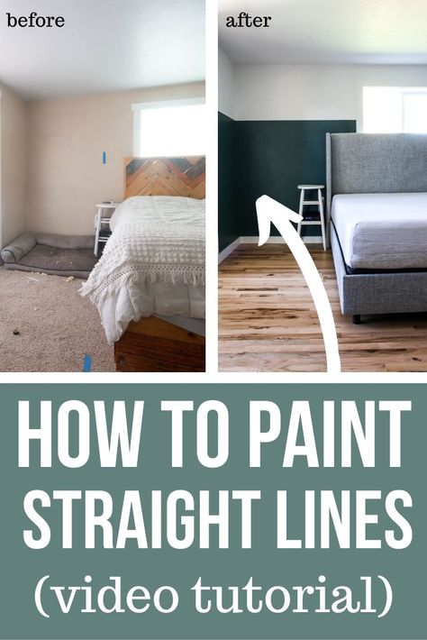 Want to learn how to paint straight lines and get super crisp painter's tape lines with no bleeding? You've gotta ready this step by step tutorial (includes a video tutorial) to learn how! #paint #painting #interiordesign #interiors Paint Straight Lines On Walls, How To Paint Two Tone Walls, How To Paint Straight Lines On A Wall, How To Paint A Straight Line On A Wall, How To Tape Straight Lines On A Wall, Painting Straight Lines On Walls, Two Tone Kids Room, Paint Lines On Wall Ideas, Two Tone Wall Paint