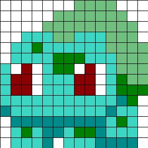 Bulbasaur Perler Bead Pattern | Bead Sprites | Misc Fuse Bead Patterns Perler Bead Patterns Small Easy Pokemon, Easy Pokemon, Pokemon Perler Beads, Easy Pixel Art, Fuse Bead Patterns, Motifs Perler, Perler Crafts, Minecraft Pixel Art, Kandi Patterns