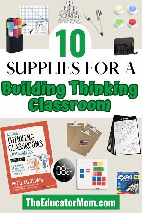 These top-rated supplies for building a thinking classroom will make it fun and engaging for your students. Building Thinking Classrooms in math | Math supplies Thinking Math Classroom, Building A Thinking Classroom, Building A Thinking Classroom Math, Math Thinking Tasks, Thinking Classroom Setup, Building Thinking Classrooms Elementary, Building Thinking Classrooms Set Up, Math Classroom Themes, 8th Grade Classroom Ideas