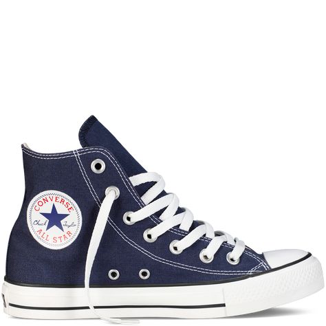 Chuck Taylor All Star Classic Colors - Navy - Converse Converse Azul, Shoes Sneakers Converse, Chuck Taylor Shoes, High Top Chucks, Blue High Tops, Blue Converse, All Star Shoes, Sneakers Converse, Star Sneakers