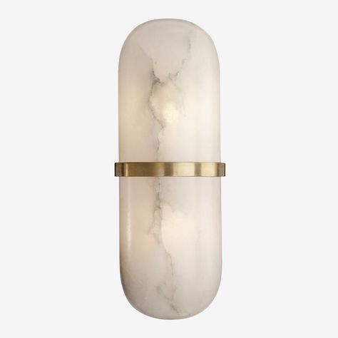 MELANGE PILL FORM SCONCE Alabaster Color, Contemporary Wall Lights, Alabaster Stone, Contemporary Wall Sconces, Modern Wall Lamp, Mcgee & Co, Burnished Brass, Brass Wall Light, Kelly Wearstler