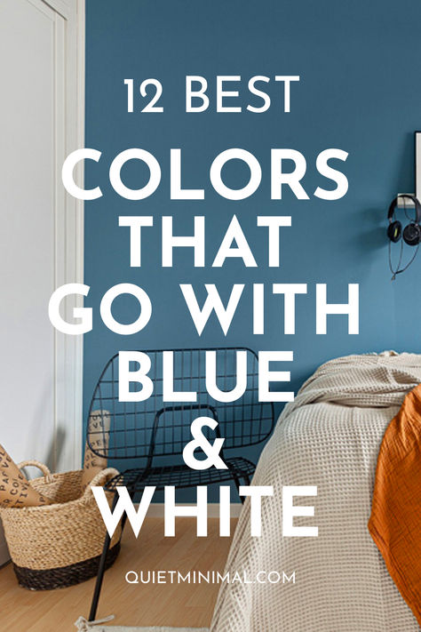 Blue and white is a timeless color combination that works in any home. But if you're looking to add some variety while keeping this classic duo, here are 12 stunning colors that complement blue and white beautifully in interior design. White And Blue Interior Design, White And Blue Interior, Blue Color Pallet, Pale Blue Walls, Top Paint Colors, Amazing Interior Design, Color Combinations Home, Colours That Go Together, Blue Interior Design