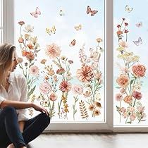 Outside The Window, Glass Sticker, Flower Window, Boho Flowers, Wildflower Garden, Garden Windows, Static Cling, Boho Fall, Window Clings