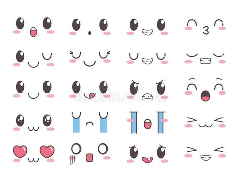 Kawaii cute lovely emoticon faces cartoon set royalty free illustration Kawaii Expressions, Faces Cartoon, Children's Book Layout, Emoticon Faces, Emotion Faces, Kawaii Faces, Asian Kids, Free Illustration, Facial Expression