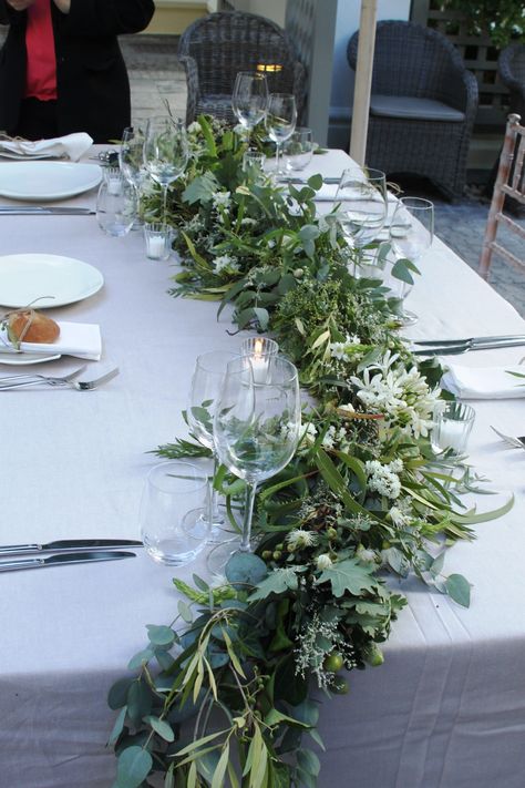 Foliage Garland Wedding, Foliage Table Runner, Olive Foliage, Foliage Garland, Event Florals, Table Garland, Lunch Table, Indoor Event, Green Garland