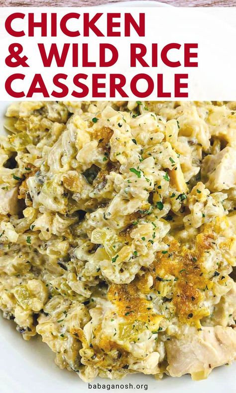 Chicken And Wild Rice Casserole Easy, Chicken And Wild Rice Casserole, Chicken Wild Rice Casserole, Chicken Wild Rice, Wild Rice Recipes, Hotdish Recipes, Chicken And Rice Dishes, Wild Rice Casserole, Chicken Rice Casserole