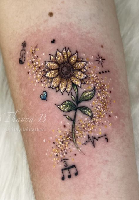 Glitter Flower Tattoo, Small Glitter Tattoo, Glitter Style Tattoo, Let Them Tattoo Ideas On Wrist, Glitter Tattoos Real, Glitter Tattoo Permanent, Cutesie Tattoos, Fairytale Tattoos, Sparkly Tattoo