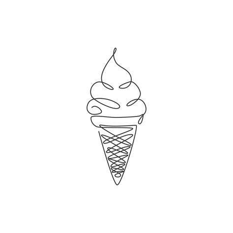 How To Draw Ice Cream Cone, Small Ice Cream Cone Tattoo, Ice Cream Graphic Design Illustrations, Ice Cream Vector Illustration, Ice Cream Cone Tattoo Simple, Ice Cream Tattoo Ideas, Ice Cream Line Art, Gelato Drawing, Ice Cream Illustration Design