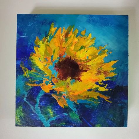 Sunflower Acrylic, Abstract Sunflower Art, Abstract Sunflower Painting, Sunflower Acrylic Painting, Abstract Floral Paintings, Yellow Art, Sky Painting, Sunflower Painting, Sunflower Art