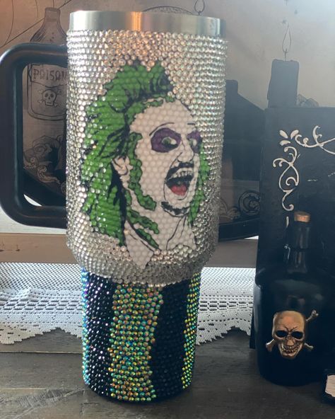 Sneak peak of the newest rhinestone cup coming to this shop soon! How’s ready for Beetlejuice to make his entrance ?! Who would you like to see next?! #beetlejuice #rhinestonetumbler #halloween2024 #halloween #spookyseason #beetlejuicebeetlejuicebeetlejuice #tumbler #spookytumbler #etsyshoo #etsyseller #etsy #blingtumbler Rhinestone Cups, August 1, Sneak Peak, Beetlejuice, Entrance, Etsy Seller, Tumbler, Boutique, Halloween