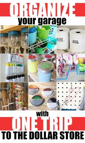 Organize Your Garage with One Trip to the Dollar Store Garage Organization Cheap, Garage Hacks, Garage Organization Tips, Dollar Tree Organization, Cheap Organization, Dollar Store Diy Organization, Garage Organization Diy, Crafts For Teens To Make, Dollar Store Hacks