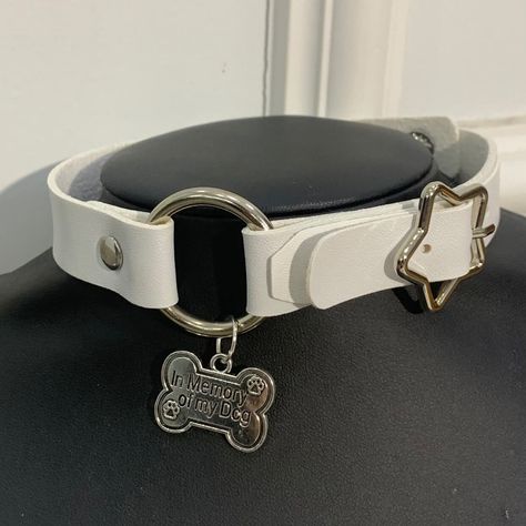 Material: PU AlloyColor: Black with White Star, White with Black Star, Black with Black star, Blue with White Star, Pink with White Star, White with White StarSize:Length: 39cmWidth: 1.7cmAdjustable range: 31-37cm Dog Choker Collar, Dogboy And Catboy Matching Pfp, Cute Collars For Humans, Pup Play Aesthetic, Human Collar, Dog Collar Aesthetic, Cute Collars, Puppy Boy, Puppy Time