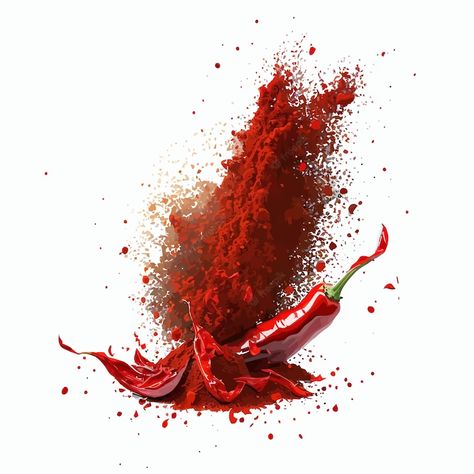 Premium Vector | Chili pepper powder splash spicy burst dust or red color explosion on white background isolated on background cartoon vector illustration Spicy Background, Spicy Illustration, Spicy Aesthetic, Spice Image, Iphone Wallpaper Orange, Chilli Spice, Kali Images, White Background Photography, Prompt Ideas