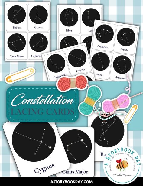 Constellation Activities, Constellation Craft, Elementary School Projects, Stars And Constellations, Printable Circles, Aries And Aquarius, Lacing Cards, The Constellations, Printable Star