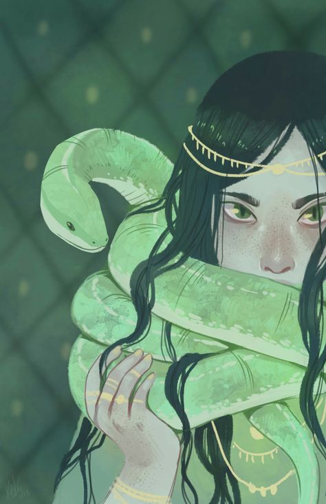 Mythological Character Design, Holding Snake Pose Reference, Snake Cartoon Drawing, Myth Creatures, Anime Snake, Medusa Art, Snake Drawing, الفن الرقمي, Snake Girl