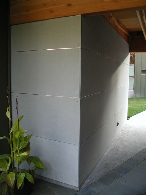 Yard Concrete Ideas, Front Yard Concrete Ideas, Landscape Drainage, Concrete Wall Panels, Fiber Cement Board, Cement Board, Craftsman Farmhouse, Front Fence, Concrete Ideas