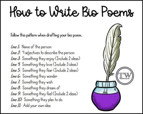 Poems Template, Bio Poem Template, Tips For Writing Poetry, Writing Objectives, Bio Poem, Creative Writing Topics, Poem Ideas, Poem Writing Prompts, Bio Poems