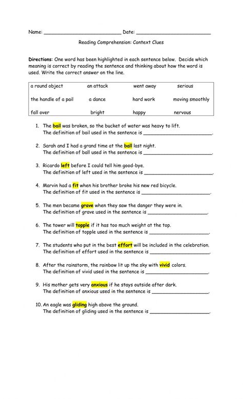 Context Clues Activities 3rd Grade, Context Clues Worksheets 4th Grade, Context Clues Worksheets Grade 5, Math Minutes, Context Clues Activities, Context Clues Worksheets, Alien Words, Spelling Worksheets, English Sentences