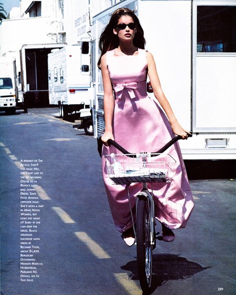 Laetitia Casta “The Evening Standard”, US Vogue, November 1995  photographed by Herb Ritts   #laetitiacasta #usvogue #vogueus #vogueusa #vogue #voguemag #voguemagazine #fashionmag #fashionmagazine #herbritts #herbrittsphotography #fashionphotographer #fashionphotography #1995 #1990sfashion #1990s #90s #90sfashion #90smodel #90ssupermodel #supermodel #fashionicon #fashion #highfashion #highfashionmodel Estelle Lefébure, Herb Ritts, Cycle Chic, Riding A Bike, Laetitia Casta, Natalia Vodianova, Vogue Us, Cindy Crawford, Vogue Magazine