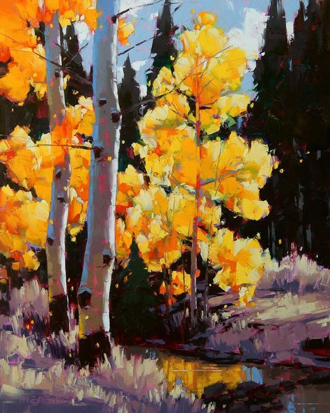 David Mensing, Colorful Landscape Paintings, Online Art Classes, Crazy Things, Sketch Inspiration, Autumn Painting, Autumn Landscape, Colorful Landscape, Painting Art Projects