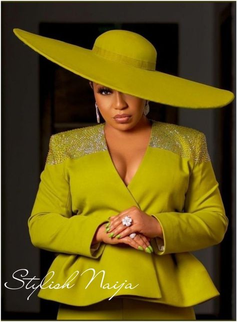 Rita Dominic, Moon Hat, Fascinator Hats Outfit, Stylish Business Outfits, Trendy Hats, Stylish Womens Hats, Church Suits And Hats, Classy Hats, Stylish Naija