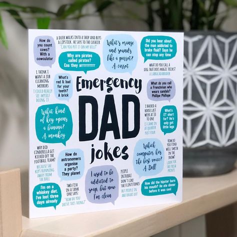 What’s orange and sounds like a parrot? 🐦 A carrot. 🥕 This joke, and more, on our Emergency Dad Jokes card - perfect for dad’s birthday,… Father Birthday Cards, Terrible Jokes, Funny Fathers Day Card, Father Birthday, I'm Broke, Dad Birthday Card, Father's Day Diy, Dad Cards, Funny Fathers Day