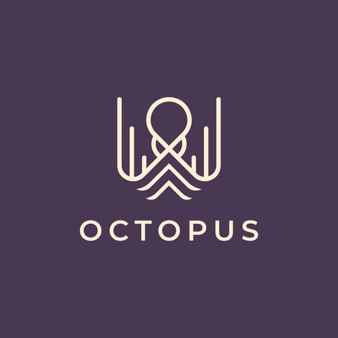 Octopus Line Art, Octopus Logo Design, Outline Logo Design, Octopus Vector, Octopus Logo, Kraken Logo, Octopus Graphic, Sushi Logo, Art Outline