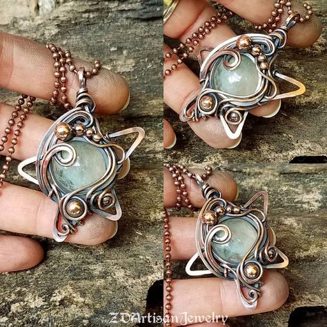 Wire Wrap Star Stone, Wire Star, Pendant Ideas, Wire Wrapped Stone Jewelry, Wire Wrap Jewelry Designs, Beaded Things, Talisman Pendant, Diy Bijoux, Wire Wrapping Stones