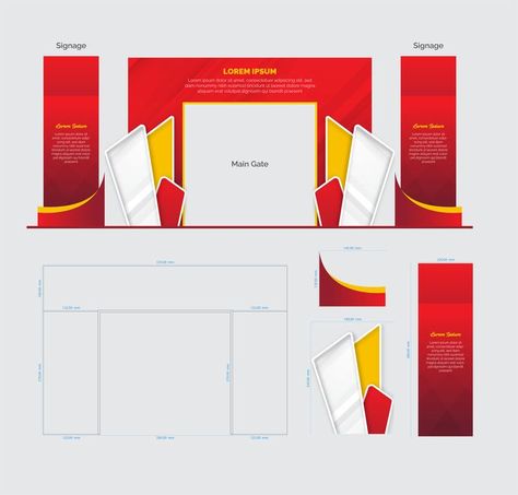 Gate event design template with red white gold color and dimention Entrance Design Event, Event Entrance Design Ideas, Welcome Arch Entrance Design, Gate Event Design Entrance, Entrance Event Design, Entrance Arch Design Event, Event Arch Design, Festival Gate Design, Exhibition Entrance Design