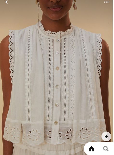 White Sleeveless Blouse, Cotton Blouse, White Sleeveless, Farm Rio, Cotton Blouses, High Neckline, Cotton Tops, Sleeveless Blouse, Print Dress