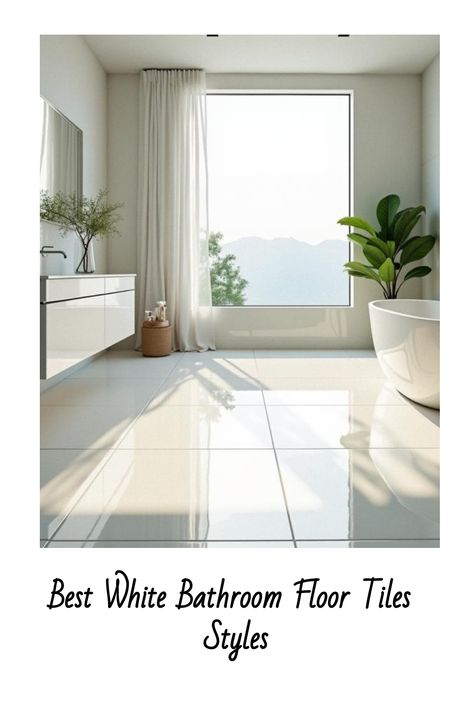 Best White Bathroom Floor Tiles Styles Popular Bathroom Floor Tile, Bathroom With White Tile Floor, White Tile Floor Bathroom, Rectangle Tile Bathroom, White Bathroom Floor Tile Ideas, White Bathroom Floor, Bathroom Flooring Options, Traditional Tile Design, Small Powder Room