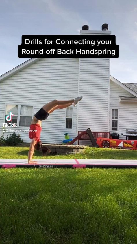 Round Off Back Handspring, Back Handspring Drills, Tumbling Tips, Tumbling Drills, Cheerleading Tips, Cheerleading Jump, Cheerleading Workout, Tumbling Cheer, Cheer Hacks