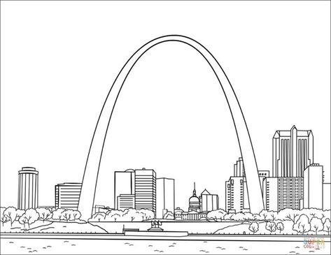 St. Louis Gateway Arch | Super Coloring | Saint louis arch, St louis skyline, Arch Stl Arch, Saint Louis Arch, St Louis Skyline, St Louis Arch, Skyline Drawing, Kids Printable Coloring Pages, Football Coloring Pages, Stencils For Wood Signs, Gateway Arch