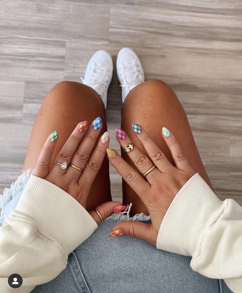 Bre Sheppard, Checkered Nails, Western Nails, Check Mate, Hippie Nails, Gold And Silver Jewelry, Almond Acrylic Nails, Almond Shape, Shellac Nails