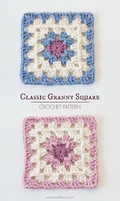 Hopeful Honey | Craft, Crochet, Create: Classic Granny Square - Free Crochet Pattern Beginner Haken, Classic Granny Square, Granny Square Pattern Free, Crocheted Squares, Granny Square Pattern, Crochet Granny Square Blanket, Crochet Blocks, Crochet Square Patterns, Granny Squares Pattern