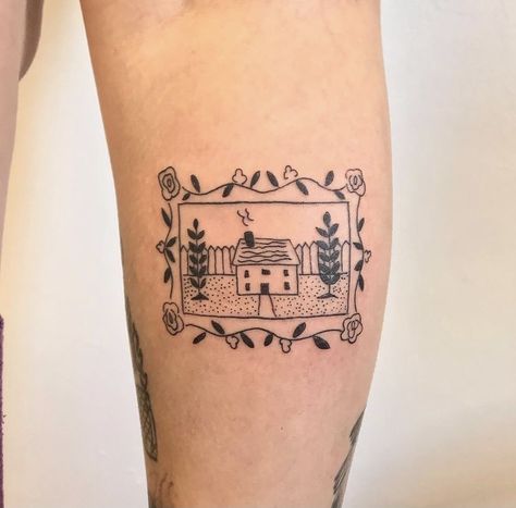 Small Rectangle Tattoo, Easel Tattoo, Home Tattoo Ideas, Tattoo Map, Envelope Tattoo, Berlin Tattoo, Jewelry Tattoo, Home Tattoo, Dainty Tattoos