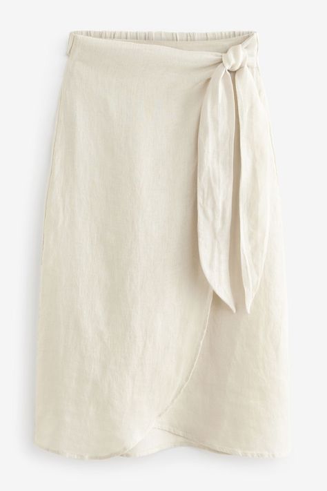 Linen Skirt Outfit, Linen Skirt Midi, Chiffon Kurta, Wrap Skirt Outfit, Ethereal Classic, Linen Wrap Skirt, White Linen Skirt, Linen Outfits, Clothing Projects