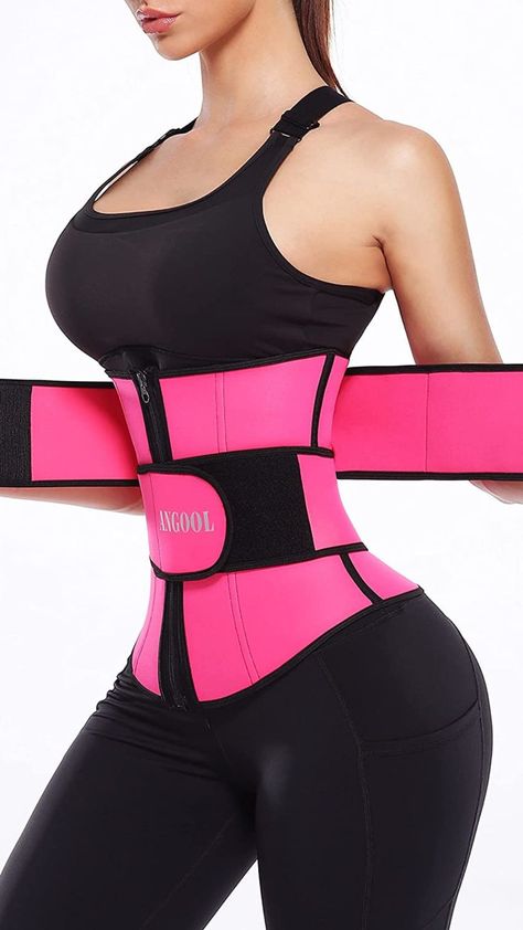 Zipper+Belt(velcro closure) combination design, the waist trimmer with adjustable hook and zipper for a different level of compression. Double belt providing firm compression to your waist and stomach effectively. Make sure you reach your new fitness goals faster and easier than expected. After 15 min workout,3 times MORE sweat! - SWEAT CRAZILY!!! Waist Training Workout, Workout Plus Size, 15 Min Workout, Waist Trainer Workout, Corset Training, Workout Belt, Double Belt, Sports Wear Women, Waist Trimmer