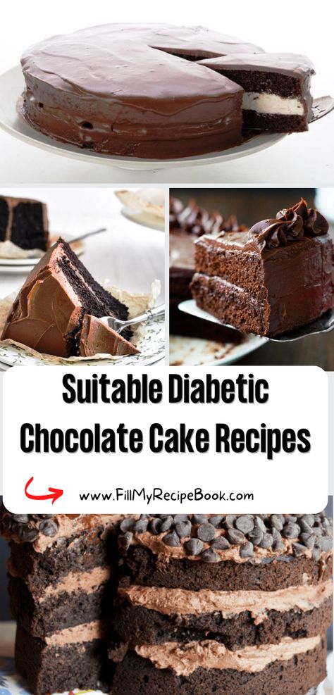 Suitable Diabetic Chocolate Cake Recipes. These Keto and sugar free cake Recipes are suitable for a diabetic dessert, flourless and low carb. Low Sugar Cake Recipe, Diabetics Recipes, Low Sugar Cakes, Sugar Free Cake Recipes, Sugar Free Chocolate Cake, Sugar Free Desserts Easy, Recipes For Diabetics, Chocolate Cake Recipes, Low Sugar Desserts