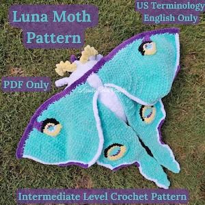 Cicada Crochet Pattern Free, Moth Man Crochet Pattern, Crochet Bugs And Insects Free Pattern, Nature Crochet Patterns, No Sew Crochet Patterns Free, Luna Moth Crochet, Crochet Fairy Wings, Witchy Crochet Patterns, Moth Crochet Pattern