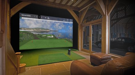 Indoor Golf Simulator, Home Golf Simulator, Golf Simulator Room, Golf Room, Golf Mats, Indoor Golf, Golf Simulator, Golf Simulators, Virtual Environment