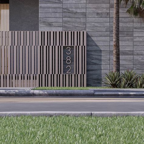 CORE | Architects (@coredesignbuild) Fence Modern House, Compound Wall Grill Design, Exterior Gate Design, Entrance Gate Design, Metal Gate Door, Instagram Award, Contemporary Gates, Compound Wall Design, Hotel Facade