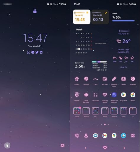 pink and purple, galaxy, samsung layout Galaxy Homescreen Layout, Pink And Purple Galaxy, Samsung Camera, Purple Galaxy, Galaxy Samsung, Phone Inspiration, Homescreen Layout, Screen Time, Pink And Purple