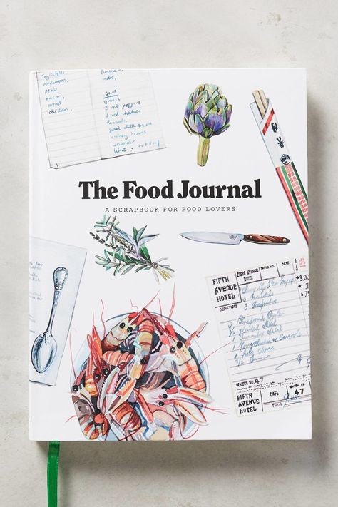 The Food Journal, $16; Anthropologie.com Recipe Book Design, Cookbook Design, Buch Design, Design Editorial, Chronicle Books, Food Journal, Food Illustrations, Design Graphique, White Elephant Gifts