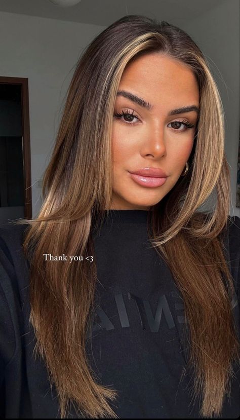 Asian Caramel Balayage, Honeycomb Hair Color, Chocolate Brown With Money Piece, Beyonce Highlights, Hair Colour For Brown Eyes, Scandi Hairline On Brown Hair, Highlights Around Face Brunette, Brown Hair Face Framing Highlights, Faceframe Highlights Brunette