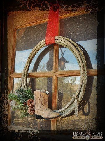 Western Rustic Decor, Cowboy Wreath, Western Christmas Decorations, Equestrian Christmas, Western Wreaths, Cowboys Wreath, Rope Wreath, Horse Wreaths, Gravesite Decorations