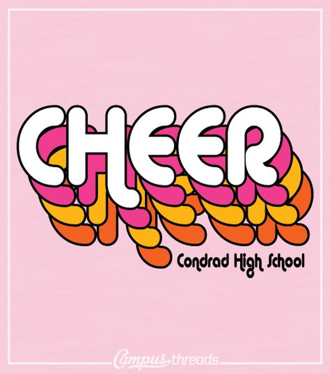 9128 Cheer T-shirt Script | High School Shirts School Spiritwear Ideas, Cheer Graphic Design, Cheer Shirt Ideas High School, Middle School Cheer Shirts, Retro Cheer Shirt, Cheer Tshirt Ideas, Cheer Logos Design, High School Cheer Shirts, Cute Cheer Shirts Design