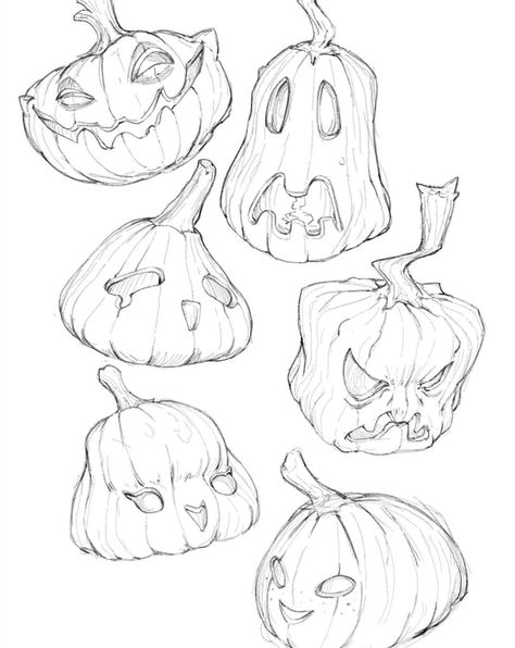 Pumpkin Head Reference, Coraline Art Illustrations, Carved Pumpkin Drawing, Pumpkin Head Painting, Pumpkin Drawing Reference, Cute Fall Sketches, Creepy Pumpkin Drawing, Pumpkin Head Character Design, Cute Halloween Clip Art