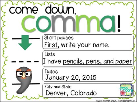 Free Charts that Teach Apostrophes and Commas - The Classroom Key Comma In A Series Anchor Chart, Commas In A Series Anchor Chart, Comma Anchor Chart, Natural Consequences, Wolf Cubs, 5th Grade Writing, 3rd Grade Writing, 2nd Grade Writing, Classroom Anchor Charts